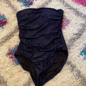 J.Crew ruched bandeau navy one piece swimsuit in navy size 10